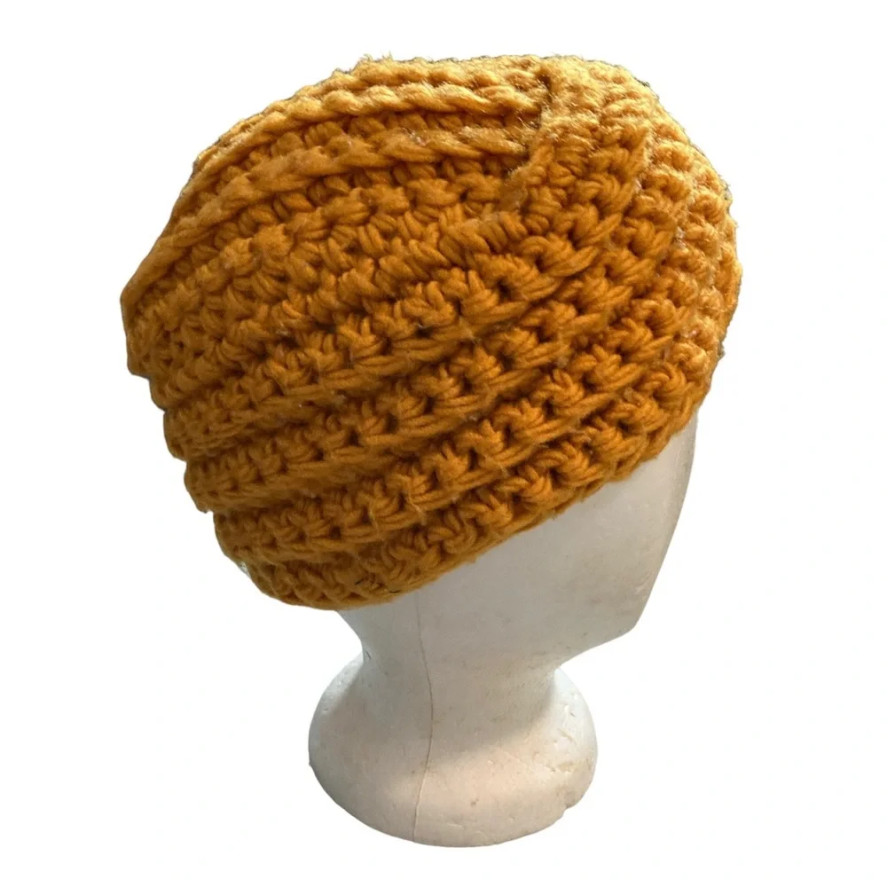 Knit Hat Turban Style Outerwear 100% Acrylic Warmth Stylish Mustard Yellow Gold
